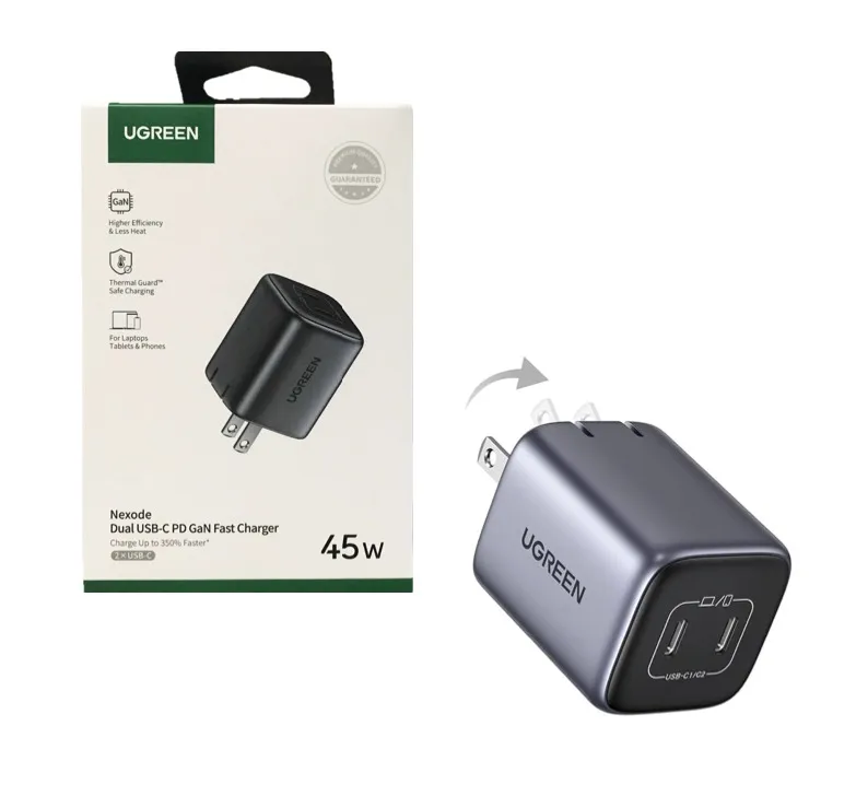 Cubo de Carga Original Ugreen 2 Puertos 45W